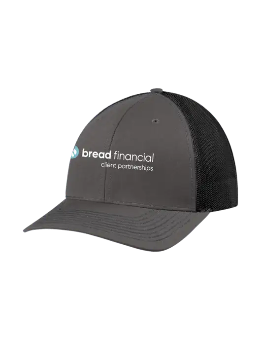 Richardson Adjustable Snapback Original 112 Trucker Cap Dark Grey w/Black Mesh w/Bread Financial Client Partnerships Logo