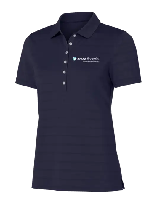 Callaway Womens Navy Ventilated Polo w/Bread Financial Client Partnerships Logo