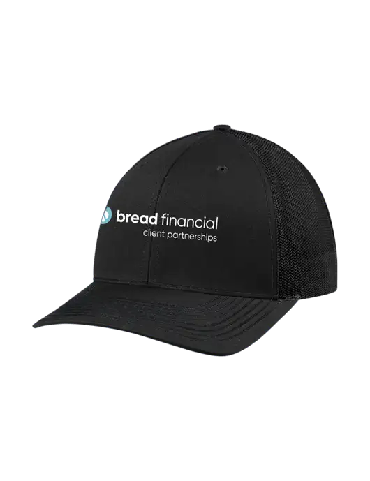 Richardson Adjustable Snapback Original 112 Trucker Cap Black w/Black Mesh w/Bread Financial Client Partnerships Logo