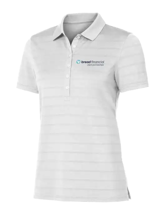 Callaway Womens Bright White Ventilated Polo w/Bread Financial Client Partnerships Logo