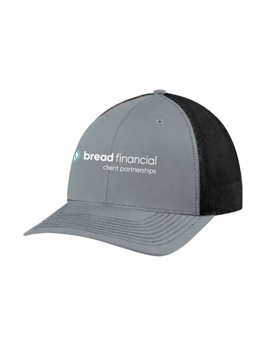 Richardson Adjustable Snapback Original 112 Trucker Cap Heather Grey w/Black Mesh w/Bread Financial Client Partnerships Logo