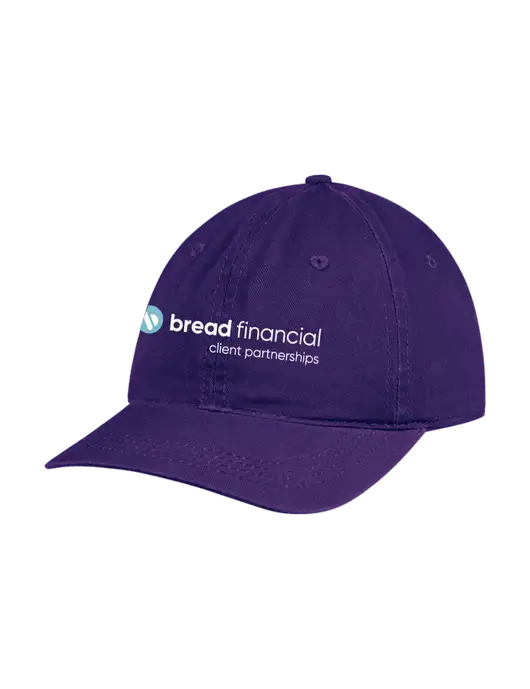 Garment Washed Unstructured Twill Purple Cap w/Bread Financial Client Partnerships Logo