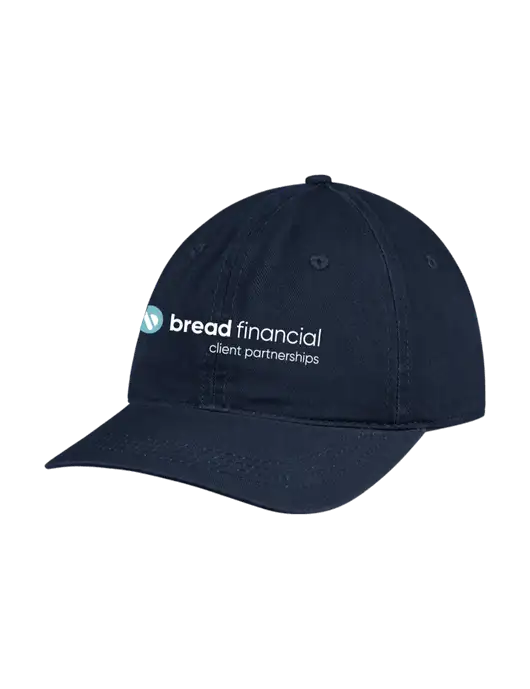 Garment Washed Unstructured Twill Navy Cap w/Bread Financial Client Partnerships Logo