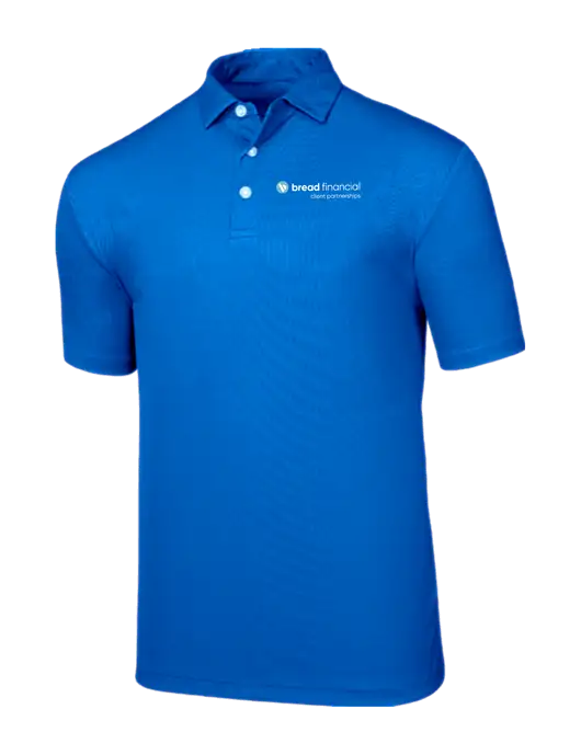 Callaway Birdseye Dark Carolina Blue Polo w/Bread Financial Client Partnerships Logo