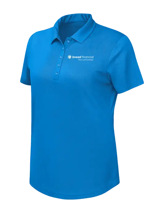 Callaway Womens Birdseye Dark Carolina Blue Polo w/Bread Financial Client Partnerships Logo