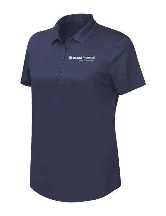 Callaway Womens Birdseye Navy Polo w/Bread Financial Client Partnerships Logo