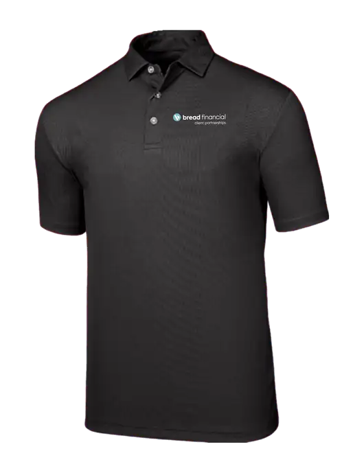 Callaway Birdseye Black Polo w/Bread Financial Client Partnerships Logo