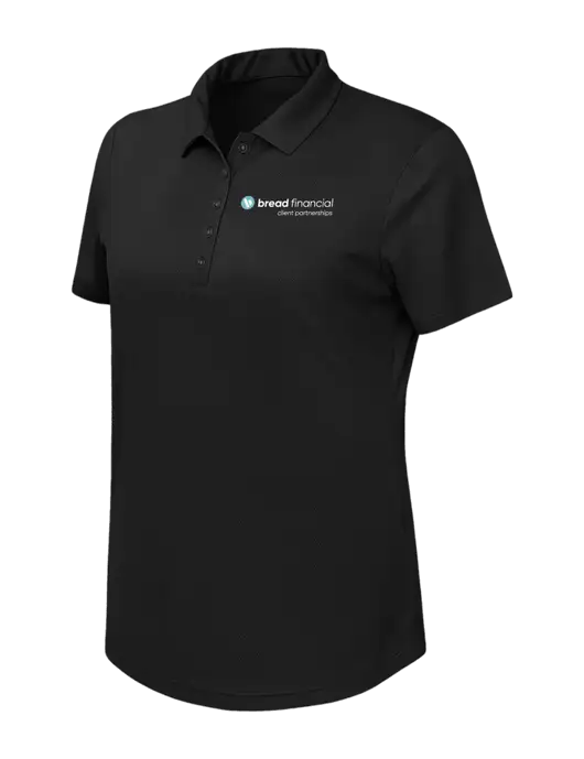 Callaway Womens Birdseye Black Polo w/Bread Financial Client Partnerships Logo