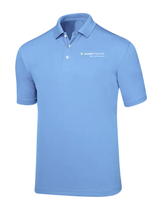 Callaway Core Light Blue Performance Polo w/Bread Financial Client Partnerships Logo