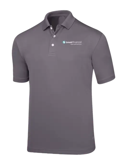 Callaway Core Medium Grey Performance Polo w/Bread Financial Client Partnerships Logo