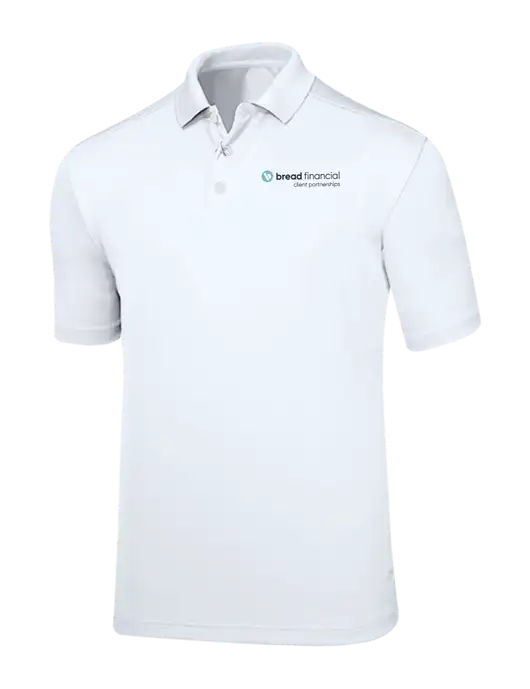Callaway Core Bright White Performance Polo w/Bread Financial Client Partnerships Logo