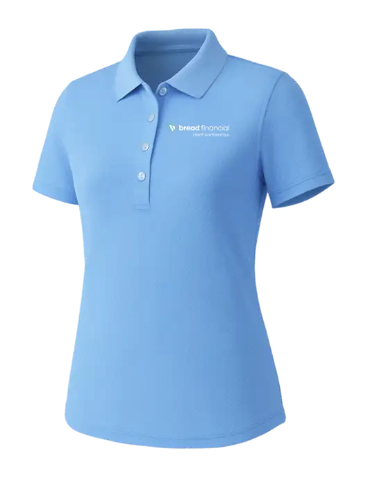Callaway Womens Core Light Blue Performance Polo w/Bread Financial Client Partnerships Logo