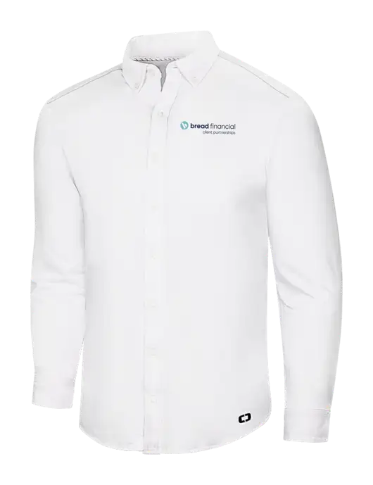 OGIO Bright White Modern Code Stretch Button-Up Shirt w/Bread Financial Client Partnerships Logo