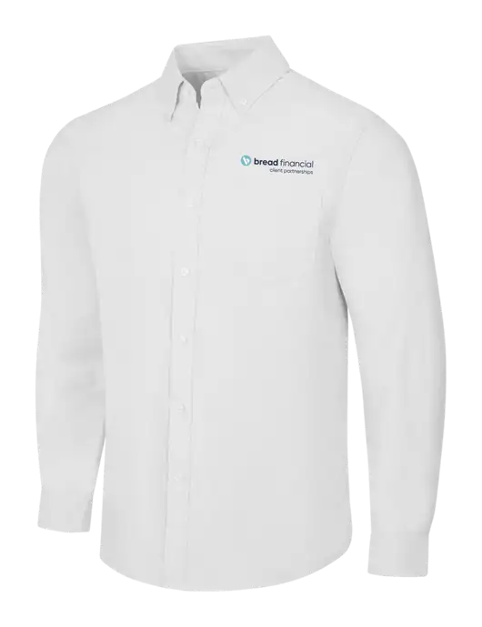 White SuperPro Oxford Shirt w/Bread Financial Client Partnerships Logo