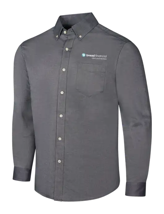 Dark Grey SuperPro Oxford Shirt w/Bread Financial Client Partnerships Logo