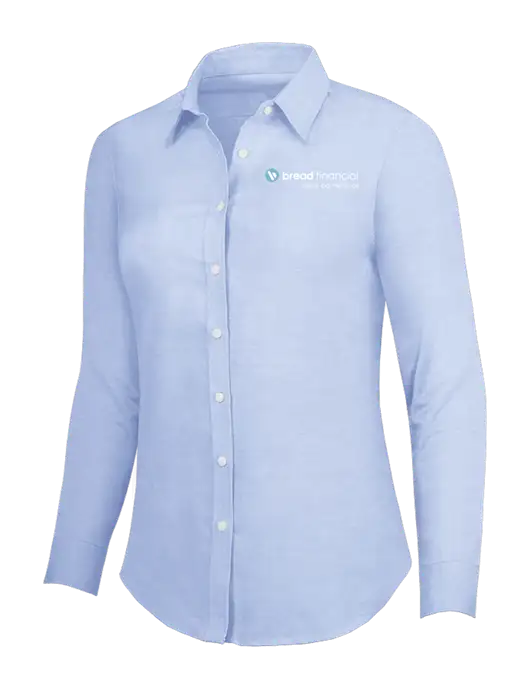 Light Blue Womens SuperPro Oxford Shirt w/Bread Financial Client Partnerships Logo
