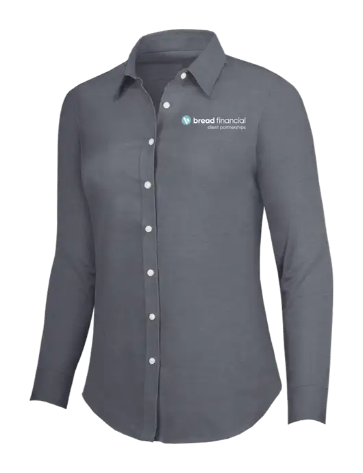Dark Grey Womens SuperPro Oxford Shirt w/Bread Financial Client Partnerships Logo