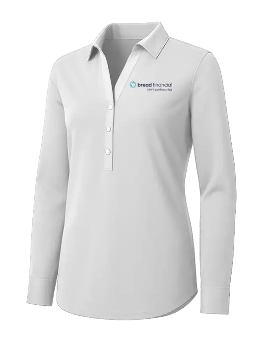 Womens White City Stretch Shirt w/Bread Financial Client Partnerships Logo