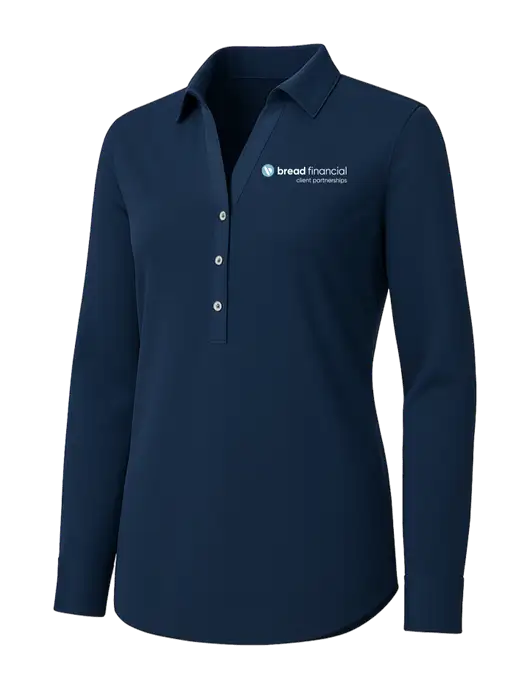 Womens Navy City Stretch Shirt w/Bread Financial Client Partnerships Logo