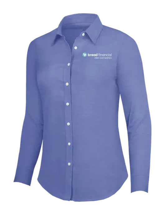 Navy Womens SuperPro Oxford Shirt w/Bread Financial Client Partnerships Logo