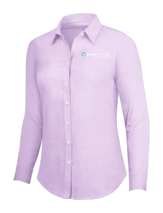 Soft Purple Womens SuperPro Oxford Shirt w/Bread Financial Client Partnerships Logo