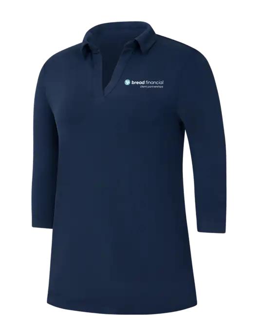 Navy Womens Luxe Knit Tunic w/Bread Financial Client Partnerships Logo
