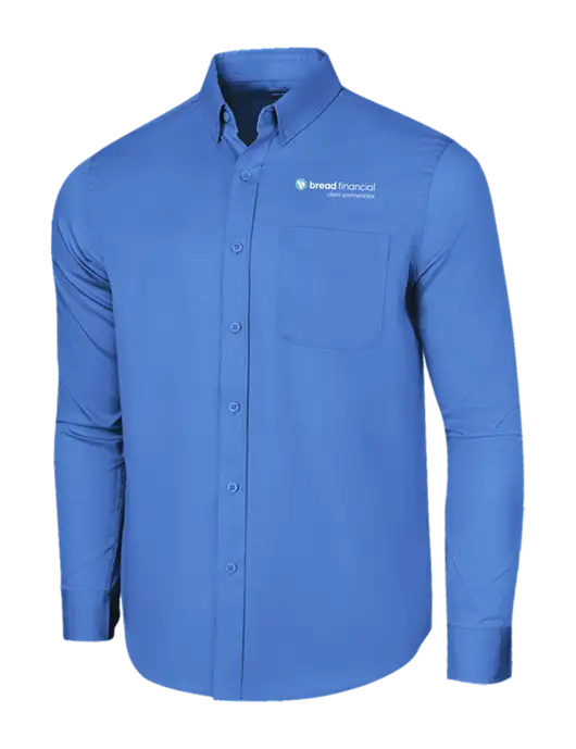 Long Sleeve Dark Carolina Blue Superpro React Twill Shirt w/Bread Financial Client Partnerships Logo