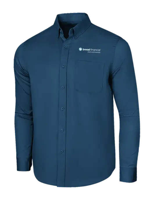 Long Sleeve Light Navy Superpro React Twill Shirt w/Bread Financial Client Partnerships Logo