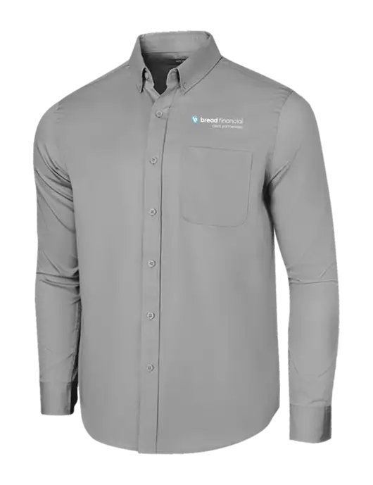 Long Sleeve Light Grey Superpro React Twill Shirt w/Bread Financial Client Partnerships Logo