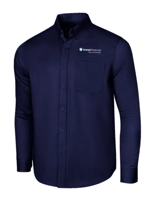 Long Sleeve Navy Superpro React Twill Shirt w/Bread Financial Client Partnerships Logo