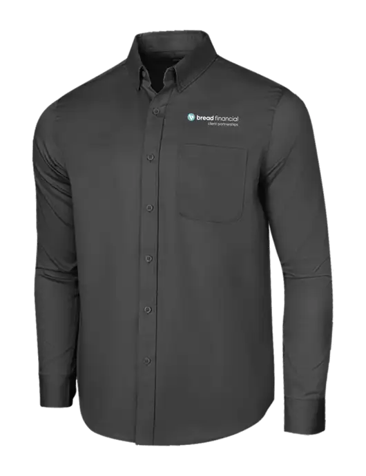 Long Sleeve Dark Grey Superpro React Twill Shirt w/Bread Financial Client Partnerships Logo