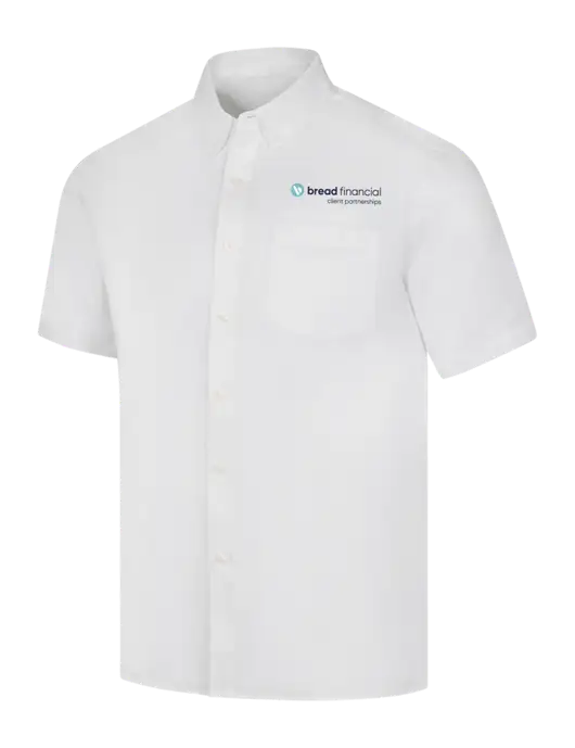 Short Sleeve White Superpro React Twill Shirt w/Bread Financial Client Partnerships Logo