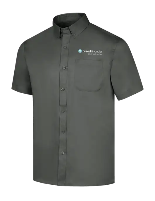 Short Sleeve Dark Grey Superpro React Twill Shirt w/Bread Financial Client Partnerships Logo