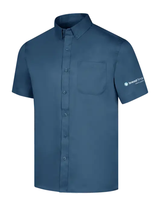 Short Sleeve Light Navy Superpro React Twill Shirt w/Bread Financial Client Partnerships Logo