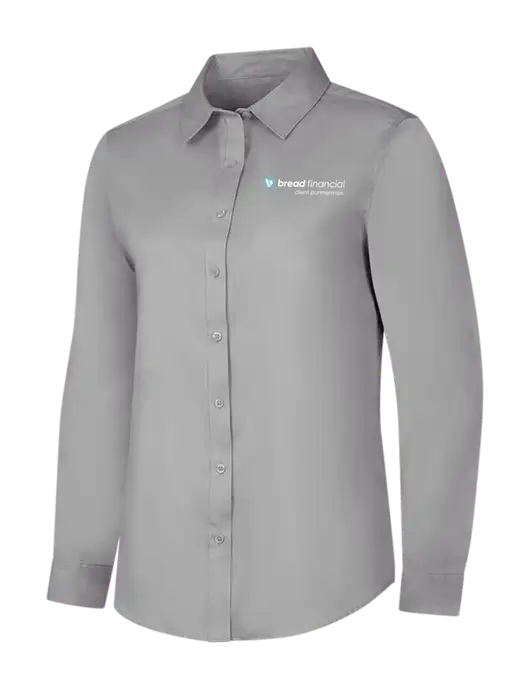 Light Grey Womens Long Sleeve Superpro React Twill Shirt w/Bread Financial Client Partnerships Logo