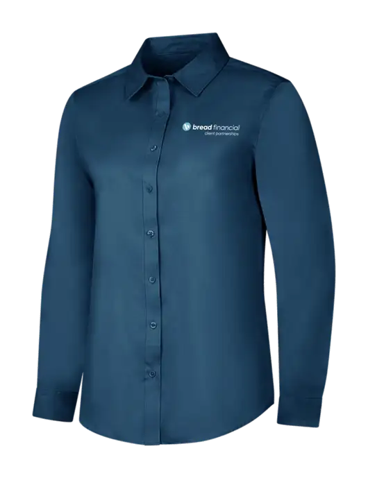 Light Navy Womens Long Sleeve Superpro React Twill Shirt w/Bread Financial Client Partnerships Logo