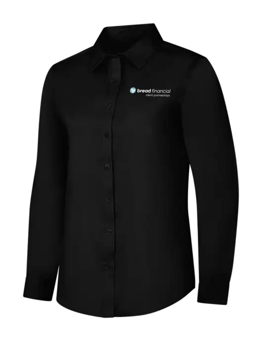 Womens Black Long Sleeve Superpro React Twill Shirt w/Bread Financial Client Partnerships Logo