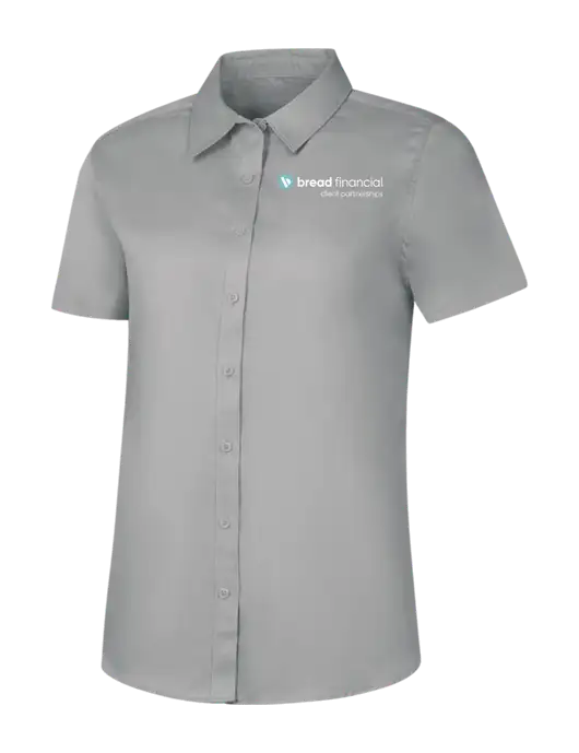 Womens Light Grey Short Sleeve Superpro React Twill Shirt w/Bread Financial Client Partnerships Logo