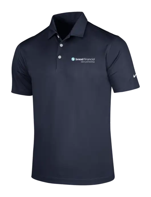 NIKE Dark Navy Dri-Fit Vertical Mesh Polo w/Bread Financial Client Partnerships Logo