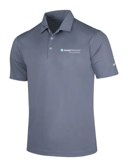 NIKE Medium Grey Dri-Fit Vertical Mesh Polo w/Bread Financial Client Partnerships Logo