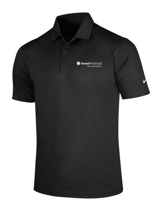 NIKE Black Dri-Fit Vertical Mesh Polo w/Bread Financial Client Partnerships Logo