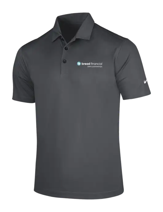 NIKE Dark Grey Dri-Fit Vertical Mesh Polo w/Bread Financial Client Partnerships Logo