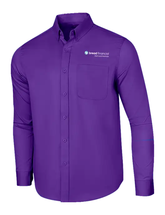 Long Sleeve Purple Superpro React Twill Shirt w/Bread Financial Client Partnerships Logo