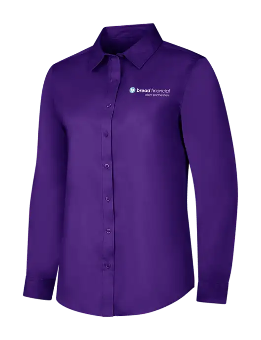 Purple Womens Long Sleeve Superpro React Twill Shirt w/Bread Financial Client Partnerships Logo