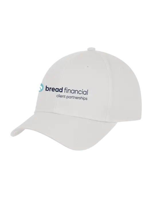 White Structured Cap Hook & Loop w/Bread Financial Client Partnerships Logo