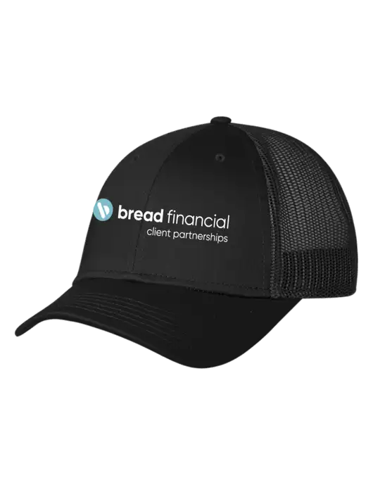 Black Mesh Trucker Cap Snap Back w/Bread Financial Client Partnerships Logo
