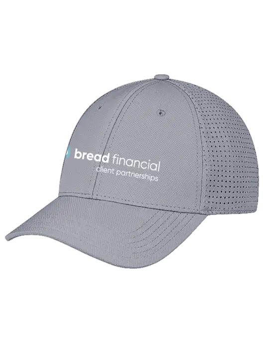 Grey Performance Stretchable Cap Hook & Loop w/Bread Financial Client Partnerships Logo