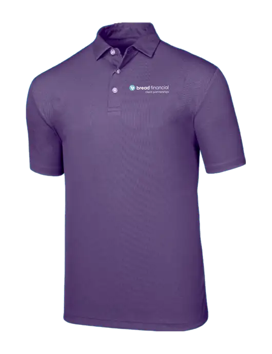 Callaway Birdseye Purple Polo w/Bread Financial Client Partnerships Logo