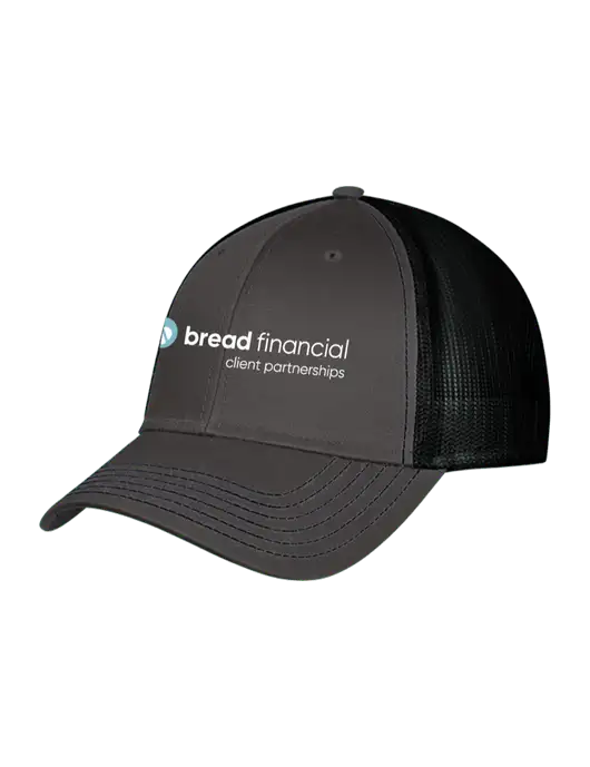 Charcoal & Black Mesh Trucker Cap Snap Back w/Bread Financial Client Partnerships Logo