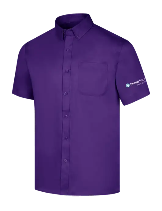 Short Sleeve Purple Superpro React Twill Shirt w/Bread Financial Client Partnerships Logo